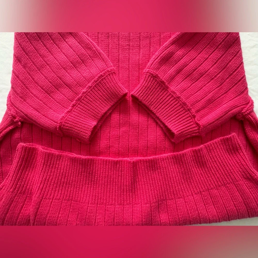 NWT-FRNCH Paris Ribbed Short Sleeve Sweater Top in Pink - Picture 3 of 11